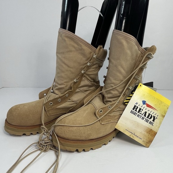 Belleville Shoes - NEW Belleville 220 DES ST Hot Weather Tan Steel Toe Boots Mens Size 6 Regular